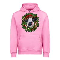 Fuchsia Pink heifer cow with Christmas wreath Urban Hoodie - RanaPortraitStore