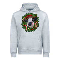 Heather Grey heifer cow with Christmas wreath Urban Hoodie - RanaPortraitStore