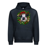 Navy heifer cow with Christmas wreath Urban Hoodie - RanaPortraitStore
