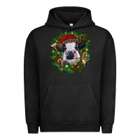 Pigment Black heifer cow with Christmas wreath Urban Hoodie - RanaPortraitStore