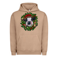 Pigment Burro heifer cow with Christmas wreath Urban Hoodie - RanaPortraitStore
