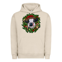 Pigment French Oak heifer cow with Christmas wreath Urban Hoodie - RanaPortraitStore