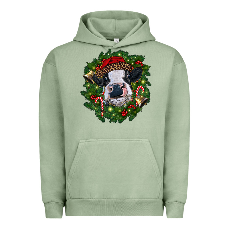 Heifer Cow With Christmas Wreath Urban Hoodie by RanaPortraitStore | Teevron