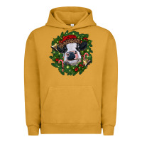 Pigment Peanut Butter heifer cow with Christmas wreath Urban Hoodie - RanaPortraitStore