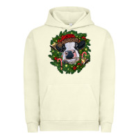 Pigment Pistachio heifer cow with Christmas wreath Urban Hoodie - RanaPortraitStore