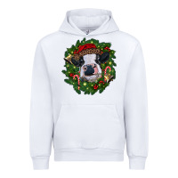 White heifer cow with Christmas wreath Urban Hoodie - RanaPortraitStore