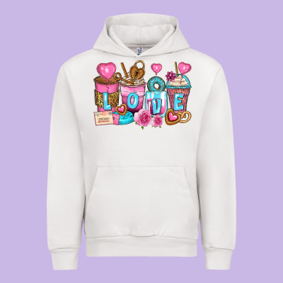 Valentine's Day Coffee Cups Urban Hoodie Designed By Zillion Design Studio