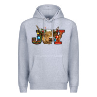 Heather Grey christmas joy cow Premium Hoodie - RanaPortraitStore