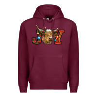 Burgundy christmas joy cow Premium Hoodie - RanaPortraitStore