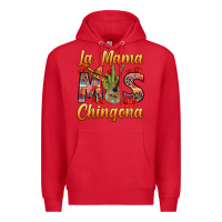 Red La Mama mas Chingona Premium Hoodie - texasbilliewilder