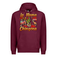 Burgundy La Mama mas Chingona Premium Hoodie - texasbilliewilder