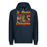 Navy La Mama mas Chingona Premium Hoodie - texasbilliewilder