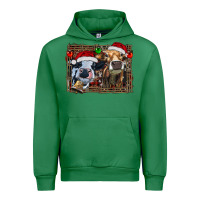 Emerald christmas heifers with leopard and cowhide background Urban Hoodie - RanaPortraitStore
