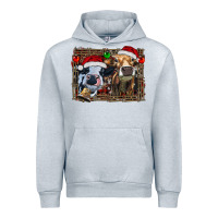 Heather Grey christmas heifers with leopard and cowhide background Urban Hoodie - RanaPortraitStore