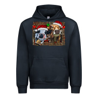 Navy christmas heifers with leopard and cowhide background Urban Hoodie - RanaPortraitStore