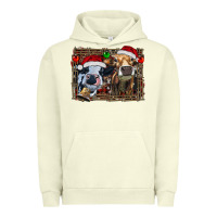 Pigment Pistachio christmas heifers with leopard and cowhide background Urban Hoodie - RanaPortraitStore