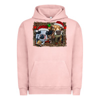 Pigment Salmon christmas heifers with leopard and cowhide background Urban Hoodie - RanaPortraitStore