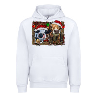 White christmas heifers with leopard and cowhide background Urban Hoodie - RanaPortraitStore