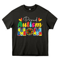 Asphalt Proud Autism Mom sunflower Heavy Core Tee - CowhideDigitalArt