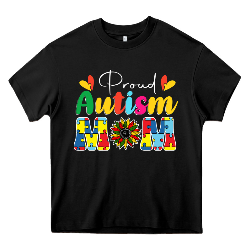 Proud Autism Mom Sunflower Heavy Core Tee by CowhideDigitalArt | Teevron