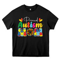 Black Proud Autism Mom sunflower Heavy Core Tee - CowhideDigitalArt