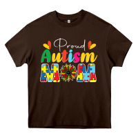 Chocolate Brown Proud Autism Mom sunflower Heavy Core Tee - CowhideDigitalArt