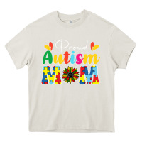 Cream Proud Autism Mom sunflower Heavy Core Tee - CowhideDigitalArt