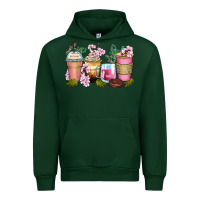 Forest Green flowers coffee cups Urban Hoodie - Zillion Design Studio