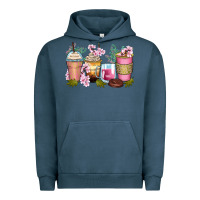 Pigment Midnight Navy flowers coffee cups Urban Hoodie - Zillion Design Studio