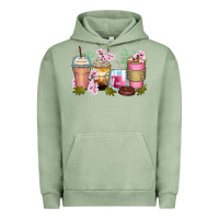 Pigment Oil Green flowers coffee cups Urban Hoodie - Zillion Design Studio