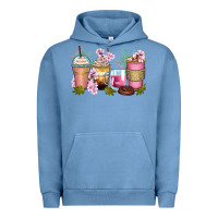 Pigment Pebble Blue flowers coffee cups Urban Hoodie - Zillion Design Studio