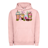 Pigment Salmon flowers coffee cups Urban Hoodie - Zillion Design Studio