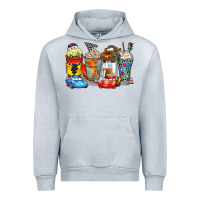 Heather Grey cartoon characters coffee cups Urban Hoodie - Zillion Design Studio