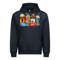 Navy cartoon characters coffee cups Urban Hoodie - Zillion Design Studio