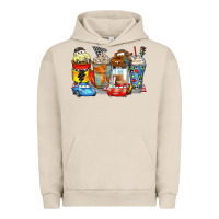 Pigment French Oak cartoon characters coffee cups Urban Hoodie - Zillion Design Studio