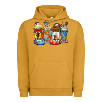 Pigment Peanut Butter cartoon characters coffee cups Urban Hoodie - Zillion Design Studio