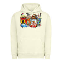 Pigment Pistachio cartoon characters coffee cups Urban Hoodie - Zillion Design Studio