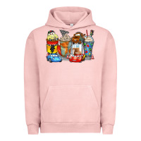 Pigment Salmon cartoon characters coffee cups Urban Hoodie - Zillion Design Studio