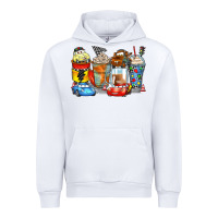 White cartoon characters coffee cups Urban Hoodie - Zillion Design Studio
