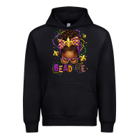 Black bead me mardi gras afro messy bun Urban Hoodie - texasbilliewilder
