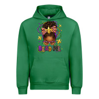 Emerald bead me mardi gras afro messy bun Urban Hoodie - texasbilliewilder