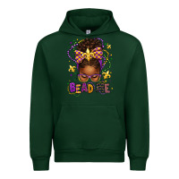 Forest Green bead me mardi gras afro messy bun Urban Hoodie - texasbilliewilder