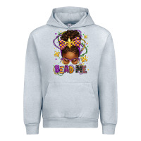 Heather Grey bead me mardi gras afro messy bun Urban Hoodie - texasbilliewilder