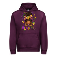 Mauve Wine bead me mardi gras afro messy bun Urban Hoodie - texasbilliewilder