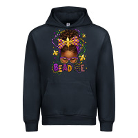 Navy bead me mardi gras afro messy bun Urban Hoodie - texasbilliewilder