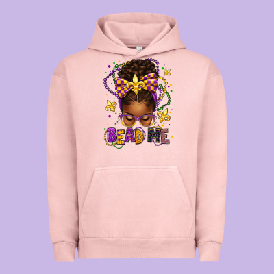 Bead Me Mardi Gras Afro Messy Bun Urban Hoodie Designed By Texasbilliewilder