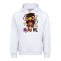 White bead me mardi gras afro messy bun Urban Hoodie - texasbilliewilder