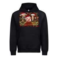 Black merry christmas farm animals Urban Hoodie - RanaPortraitStore