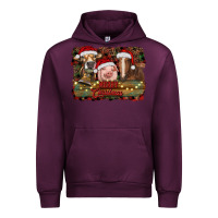 Mauve Wine merry christmas farm animals Urban Hoodie - RanaPortraitStore