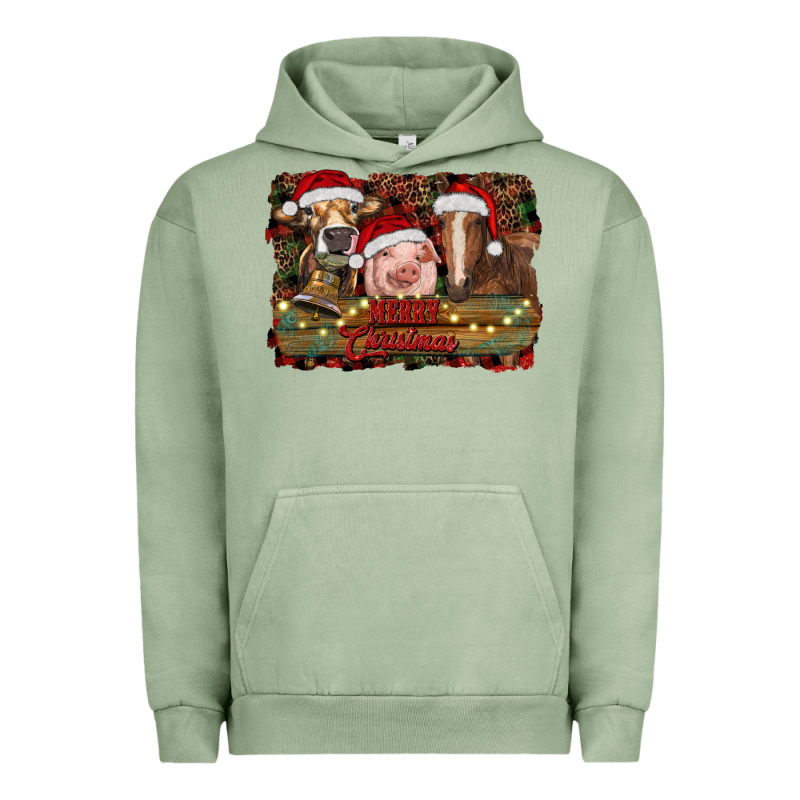 Merry Christmas Farm Animals Urban Hoodie by RanaPortraitStore | Teevron